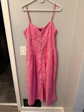 Roller Rabbit Pink Paisley Spaghetti-Strap Midi Dress